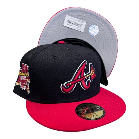 New Era Atlanta Braves 59FIFTY Fitted Hat Navy 30th Year Side Patch - Picture 1 of 8